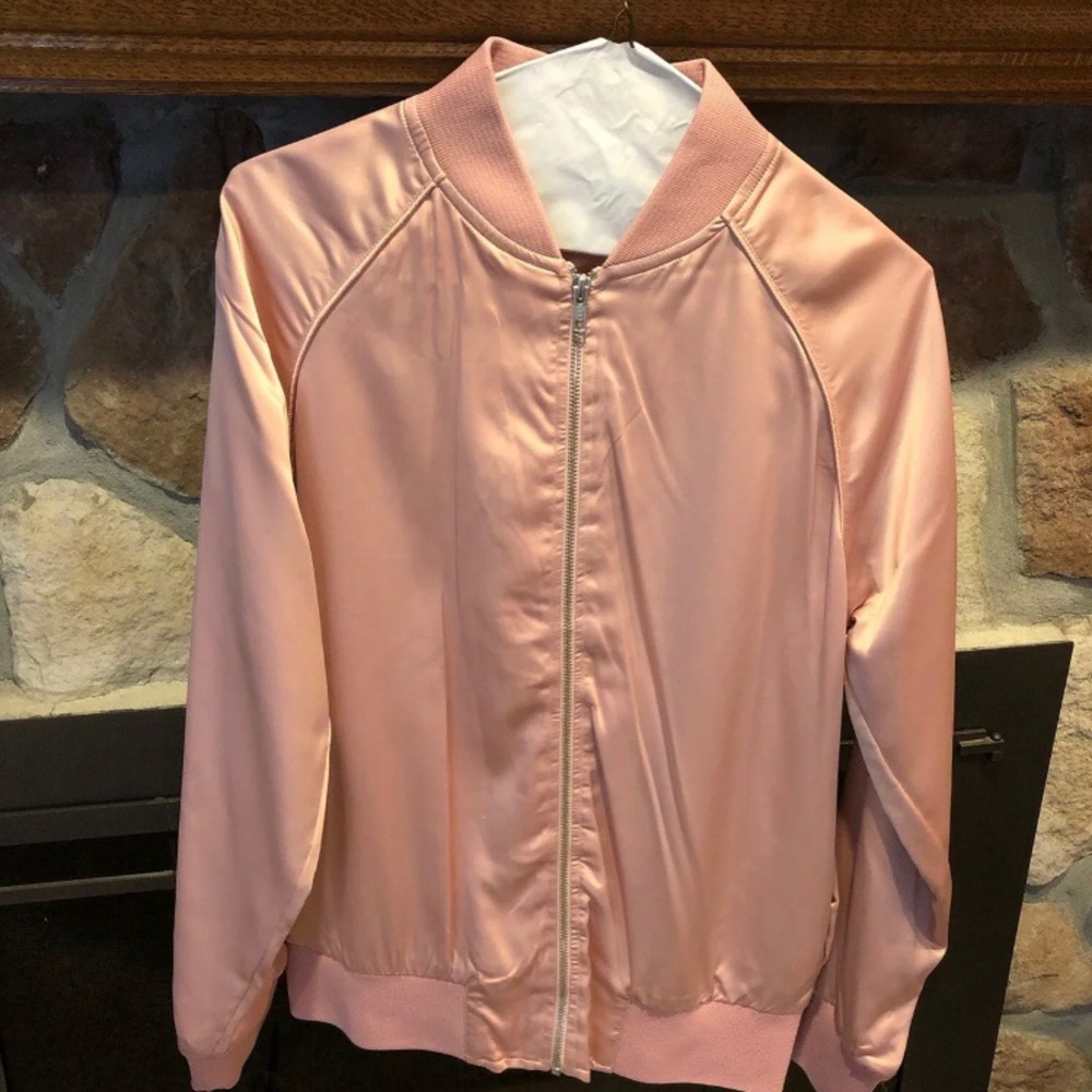 Sincerely Jules Pink Satin Bomber Jacket